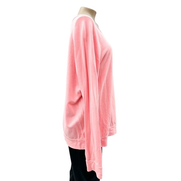 SUNDRY Pink French Terry Scoop Neck Long Sleeve Sweatshirt Made In USA Womens L - Picture 10 of 10